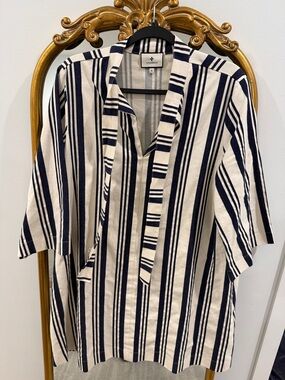 Tuckernuck Navy and White Striped Midi Dress